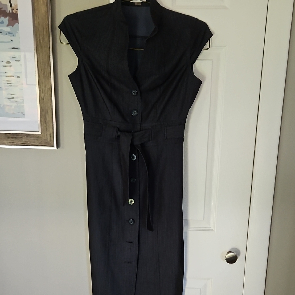 Calvin Klein Charcoal Button-Down Midi Dress